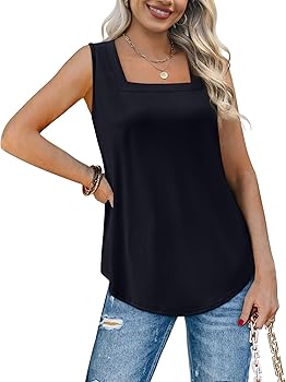 Tops for Women Summer Outfits 2025 Square Neck Casual Shirts Blouses